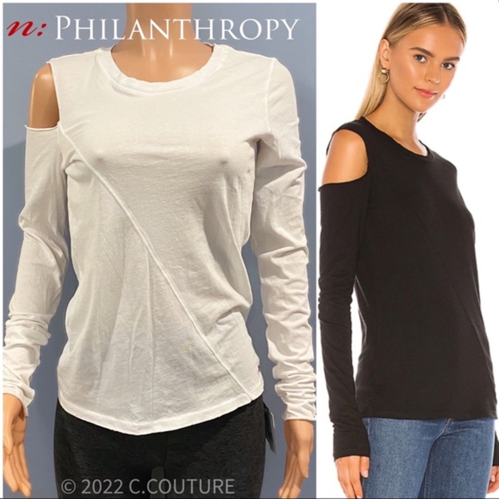 N: PHILANTHROPY LEAH long Sleeve TEE - BLACK Cold shoulder $118 S